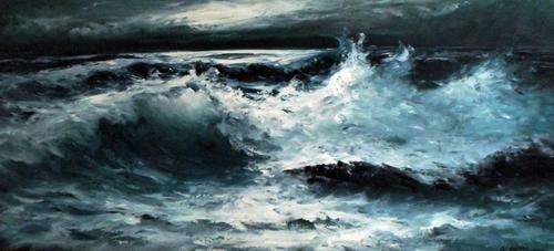 Gian Piero Garizio - Moonlit seascape - An awsome painting!! 120cm x 54cm - Investment art!!